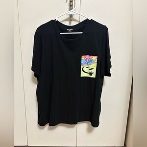 Old Navy Black Graphic Tee Beach Palm Print Short Sleeve Woman XXL